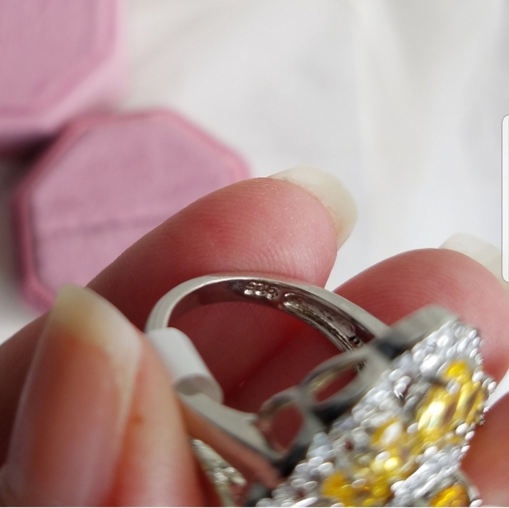 Swarovski Elements Citrine Yellow 925 Sterling Silver Earrings & Ring SET NEW - Picture 13 of 16